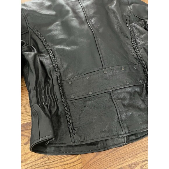 Vintage Hudson Leather Moto Edgy Motorcycle Biker Braid Cinch Lined Jacket - Picture 9 of 16